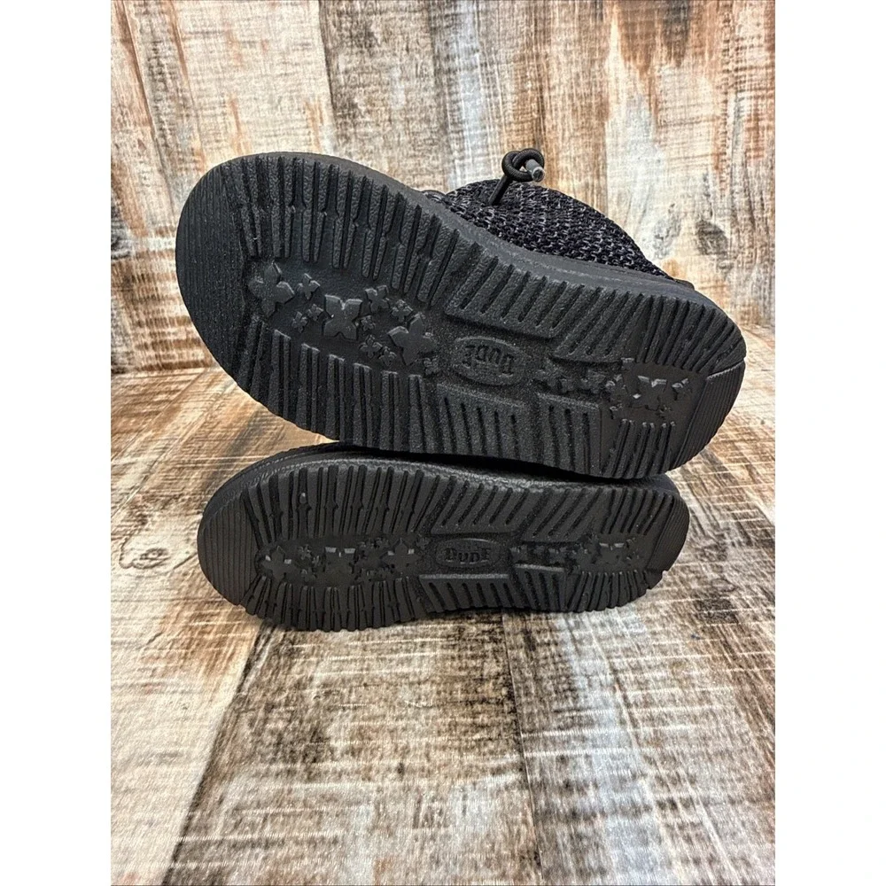 Hey Dude Wally Stretch KIDS Black Canvas Loafer US Size 7C Lightweight